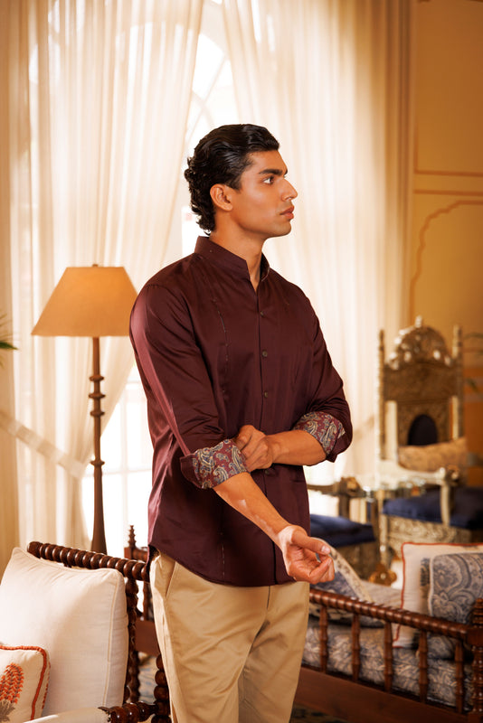 Wine Cotton Shirt