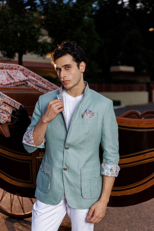 Light Green Linen Hunting Jacket