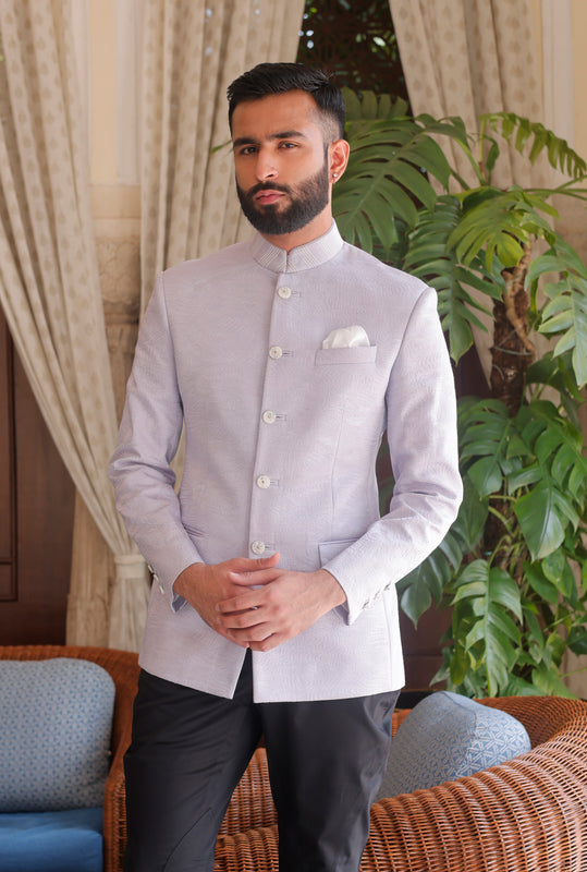 Light Mauve Abstract Embroidered Jodhpuri Bandhgala