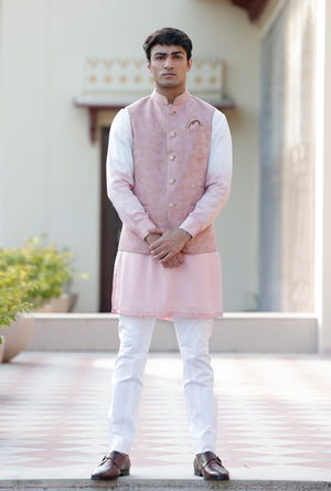 Pink Gold Floral Half Jacket