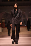Black Linen Silk Embroidered Tuxedo