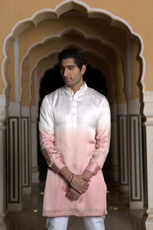Off White Pink Ombre Kurta