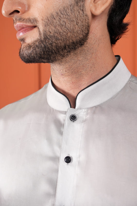 Grey Black Ombre Silk Shirt