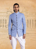 Blue Textured Jodhpuri Jacket
