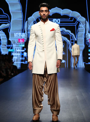 Beige Silk Cowl Pant