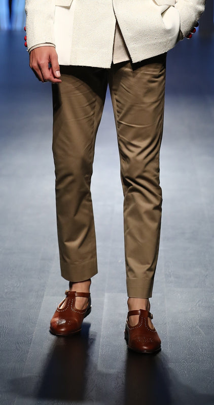 Grey / Beige Cotton Trouser