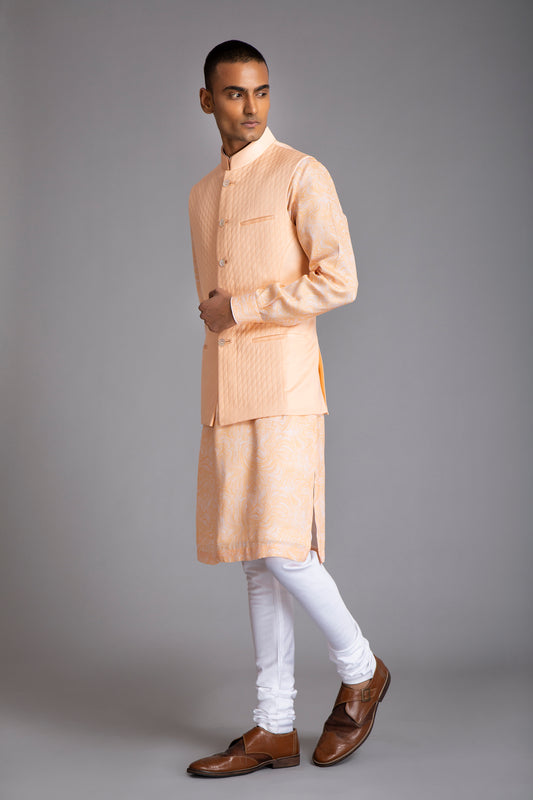 Peach Linen Silk Half Jacket