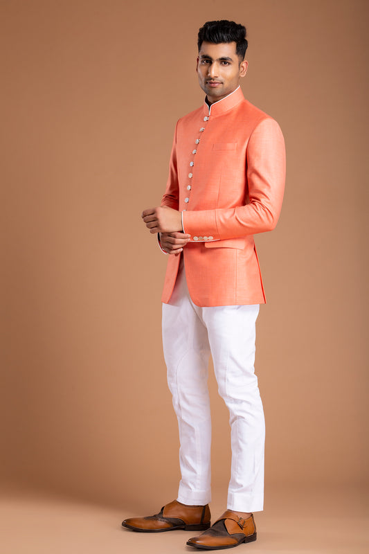 Peach Multibutton Jodhpuri Jacket