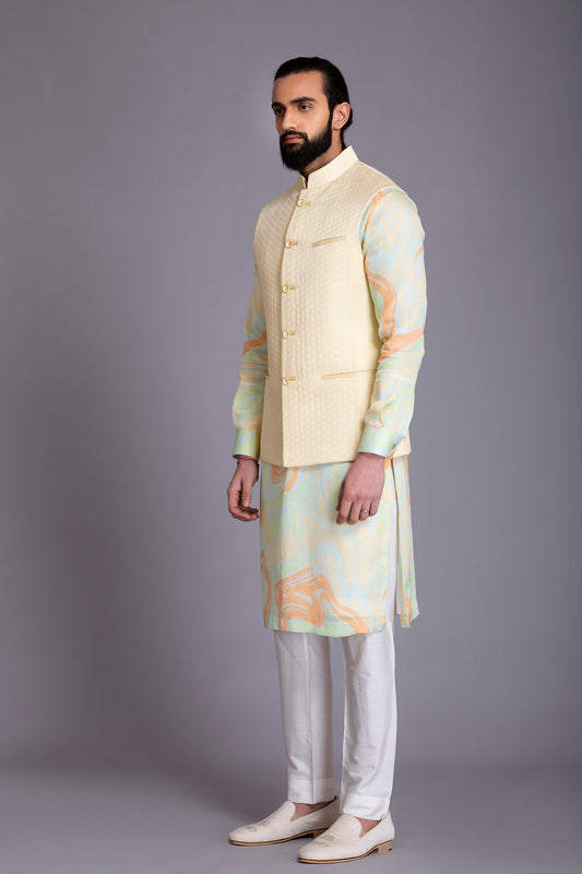 Yellow Linen Silk Half Jacket