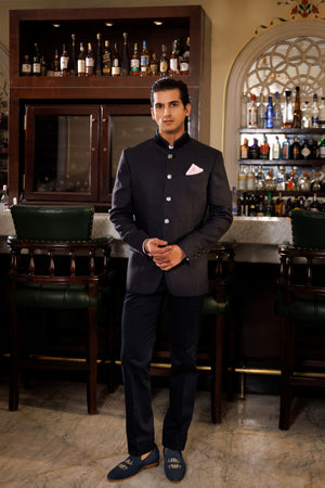 Blue Dobby Linen Jodhpuri