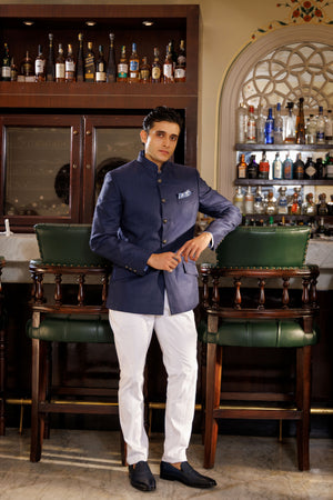 Indigo Blue Herring Linen Jodhpuri
