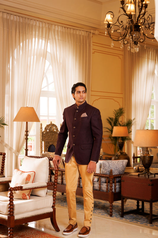 Wine Dobby Linen Jodhpuri