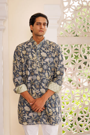 Slate Blue Cosmos Kurta