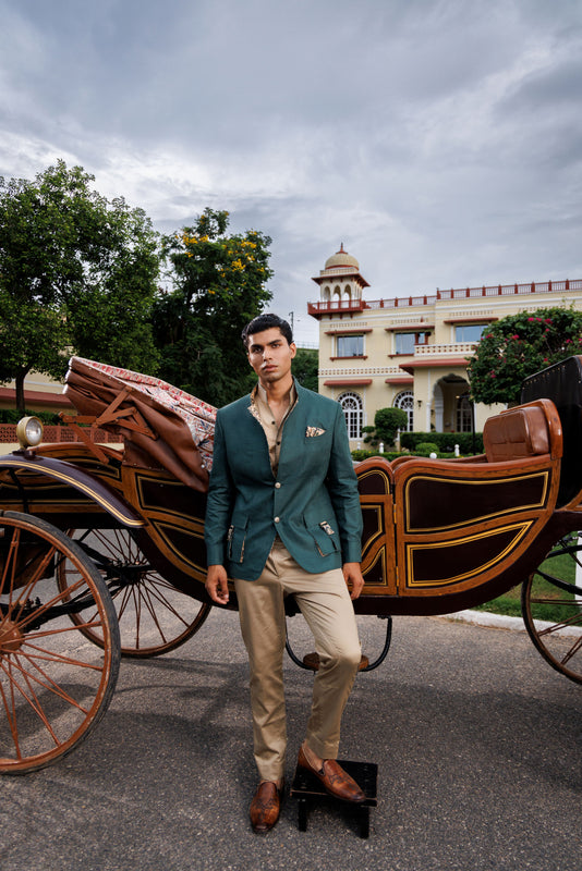 Dark Green Linen Jacket