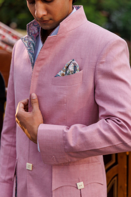 Rose Pink Linen Hunting Jacket