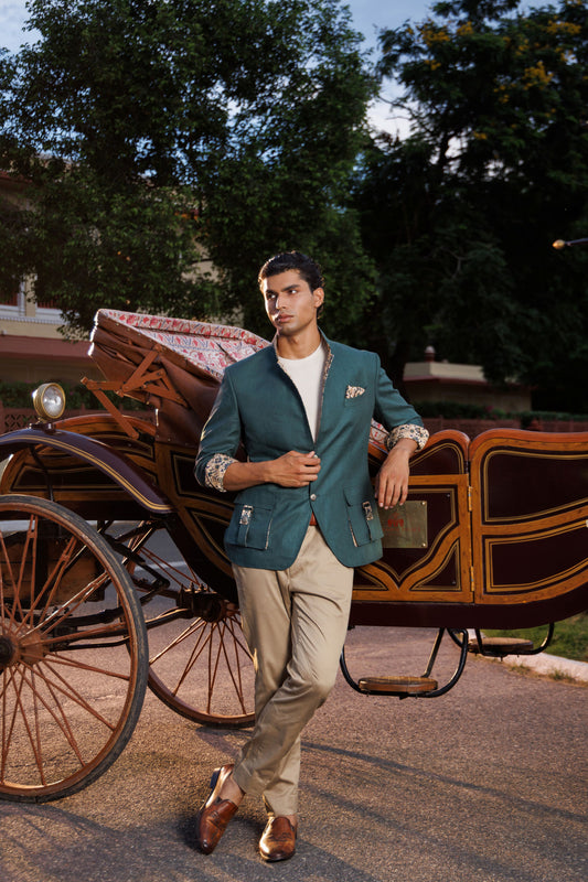 Dark Green Linen Jacket