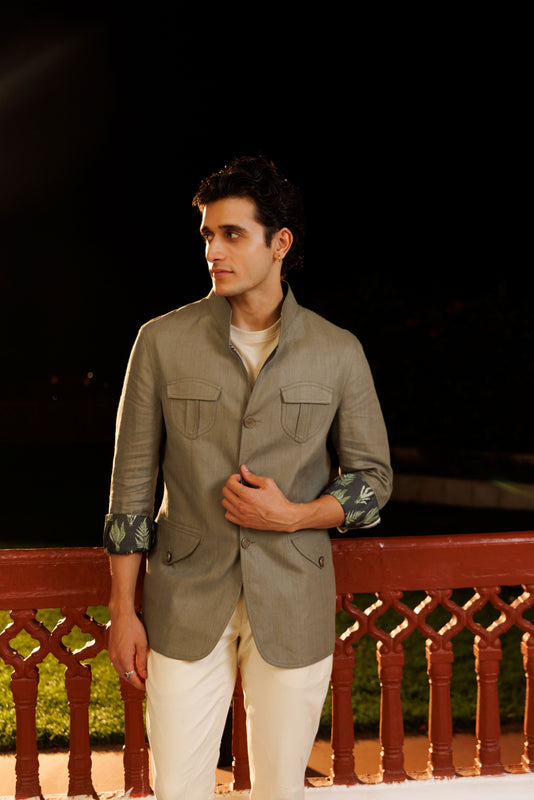 Moss Green Linen Hunting Safari