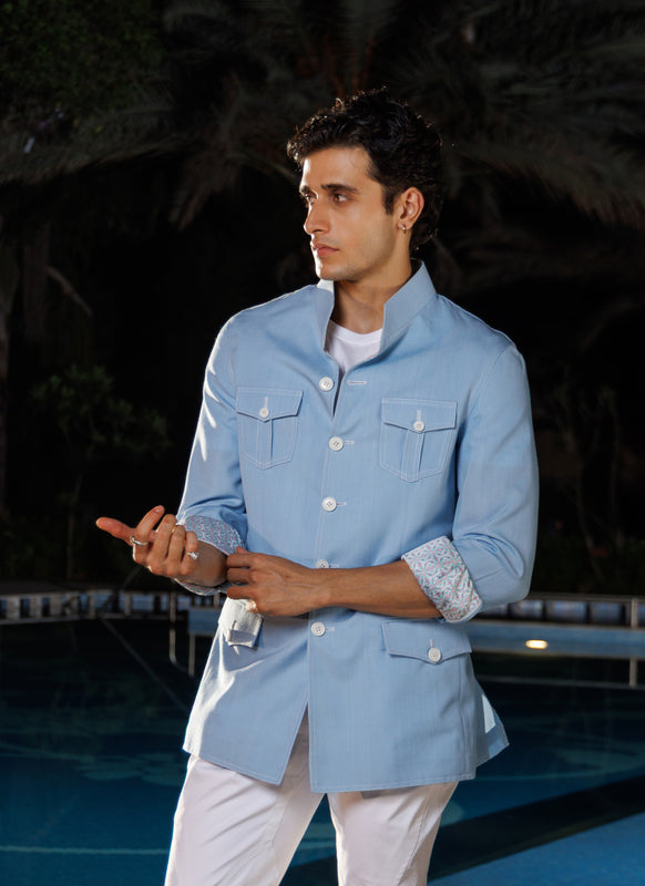 Light Blue Linen Hunting Safari