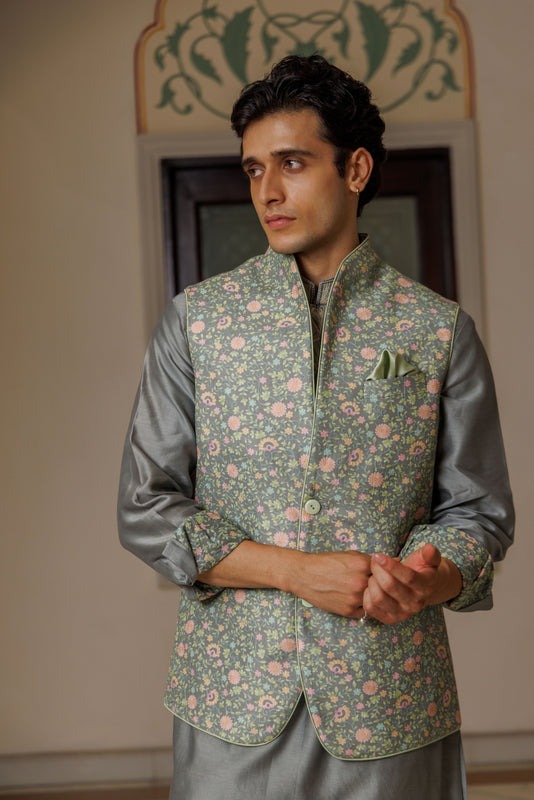 Grey Vintage Flora Half Jacket