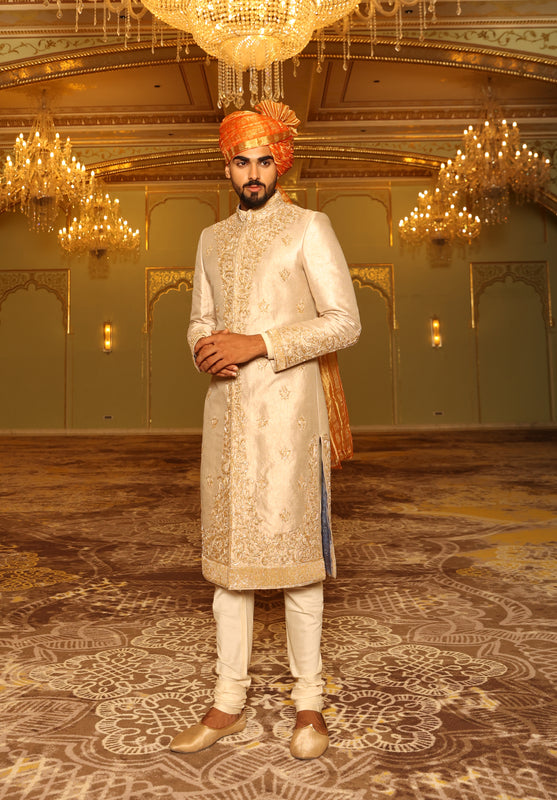 Gold Chodhani Embroidered Sherwani