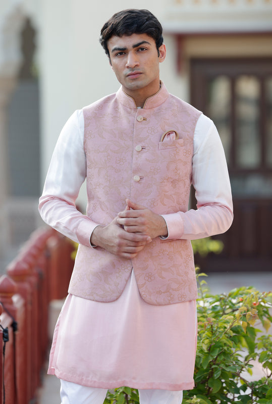 Pink Gold Floral Half Jacket