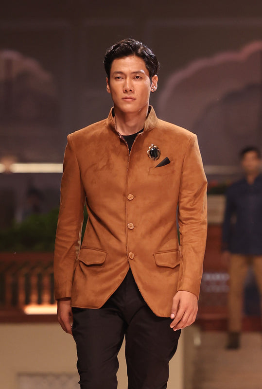 Caramel Brown Suede Hunting Jacket