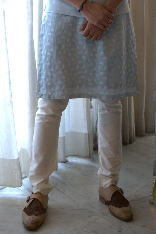 Off White Cotton Silk Aligarhi