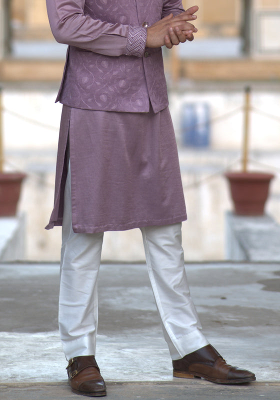 Off White Cotton Silk Aligarhi