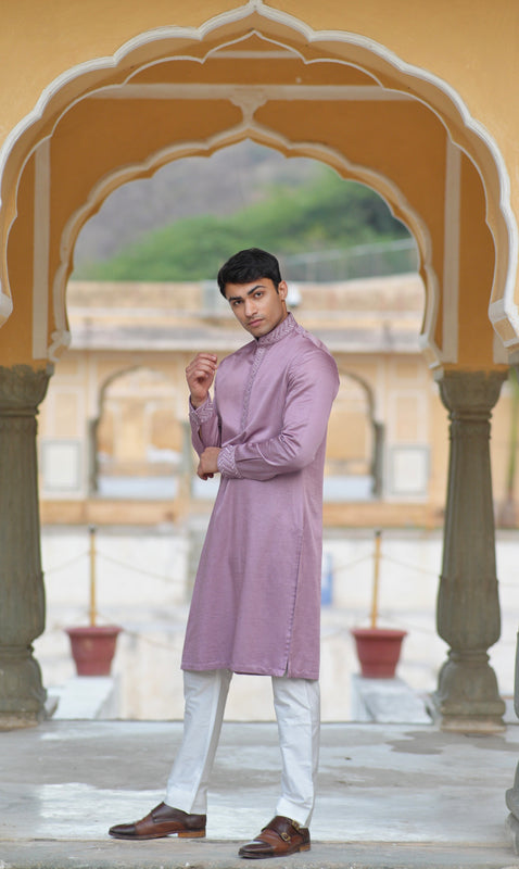 Off White Cotton Silk Aligarhi