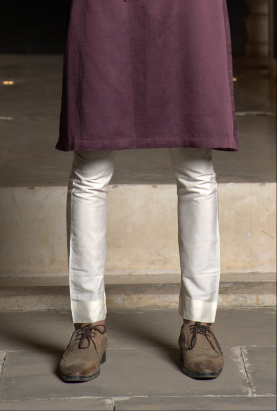 Off White Cotton Silk Aligarhi