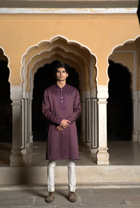 Off White Cotton Silk Aligarhi