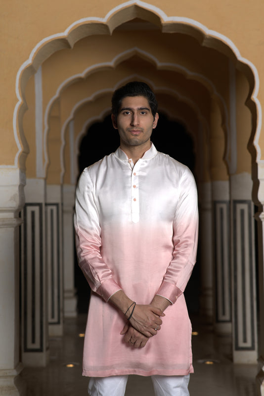 Off White Pink Ombre Kurta