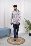 Grey Blue Streak Silk Shirt