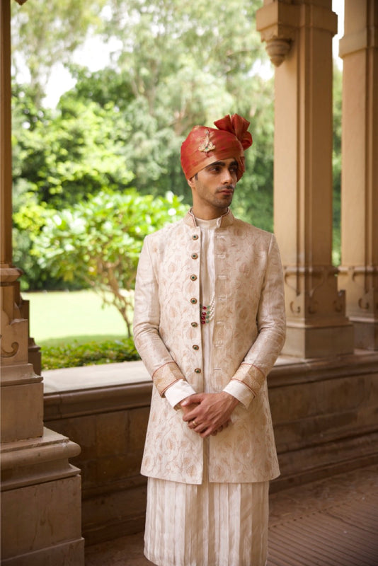 Gold Tissue Embroidered Sherwani