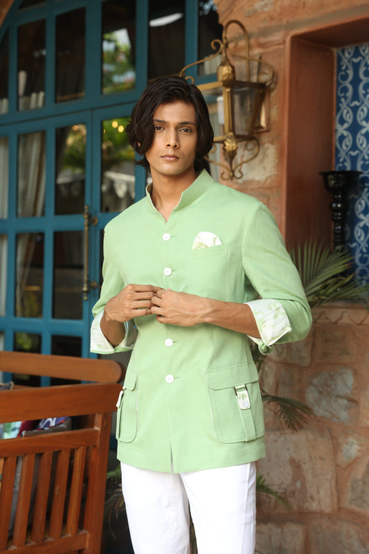 Light Green Linen Hunting Safari