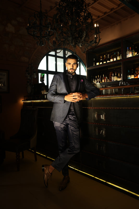 Blue Aztec Embossed Tuxedo