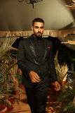 Black Wool Embroidered Tuxedo