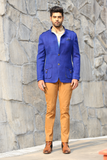 Royal Blue Matka Silk Jacket