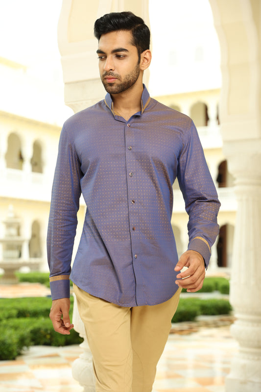 Purple Beige Dotted Cotton Shirt