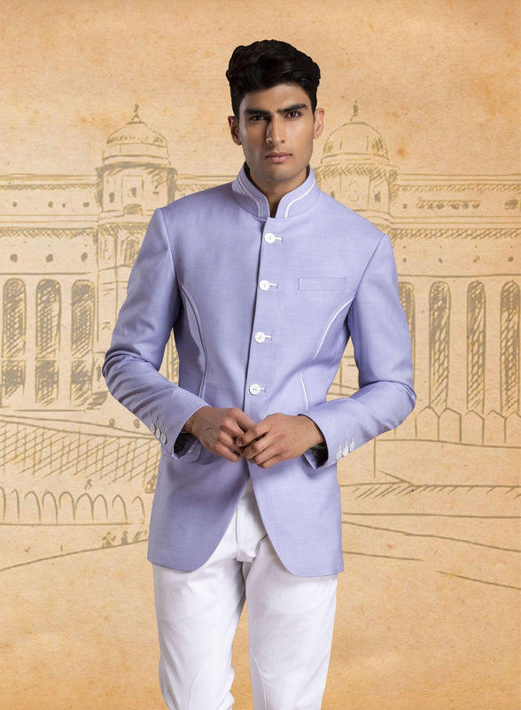 Lavender Linen Jodhpuri Bandhgala