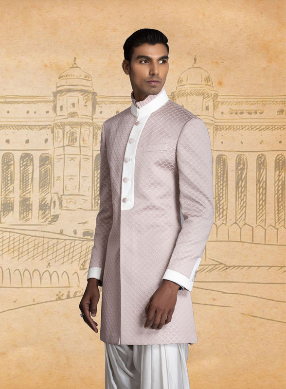 Pink Textured Indo Western