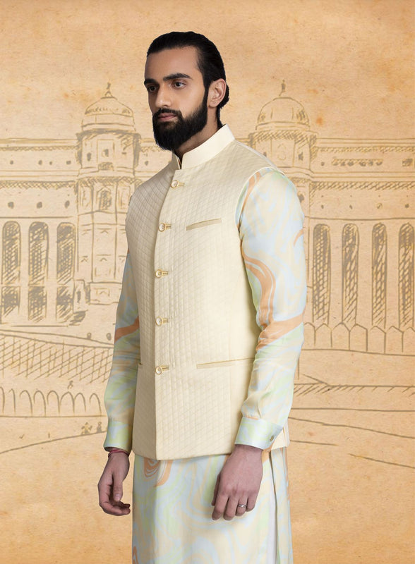 Yellow Linen Silk Half Jacket