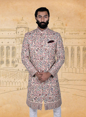 Cream Cashmere Achkan