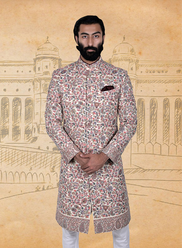 Cream Cashmere Achkan