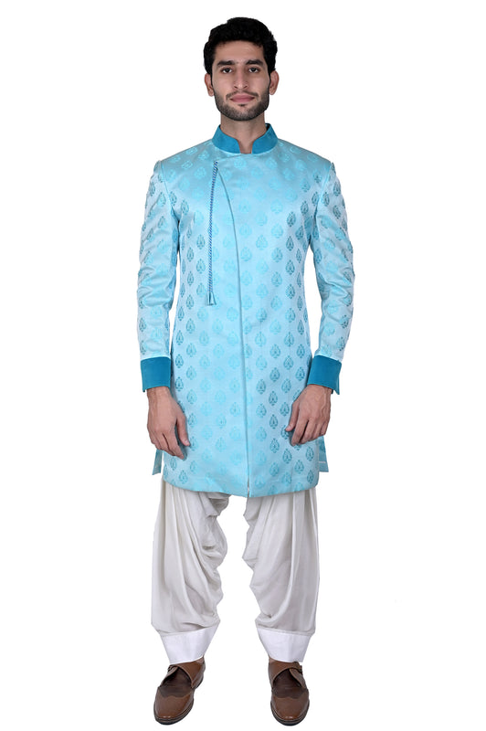 Light Blue Silk Brocade Angrakha