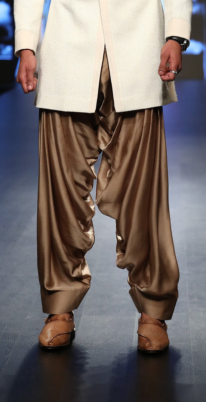 Beige Silk Cowl Pant