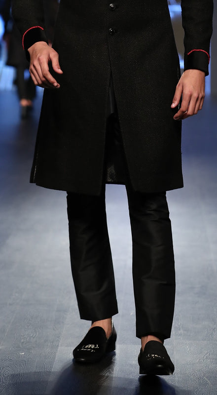 Black Cotton Silk Aligarhi