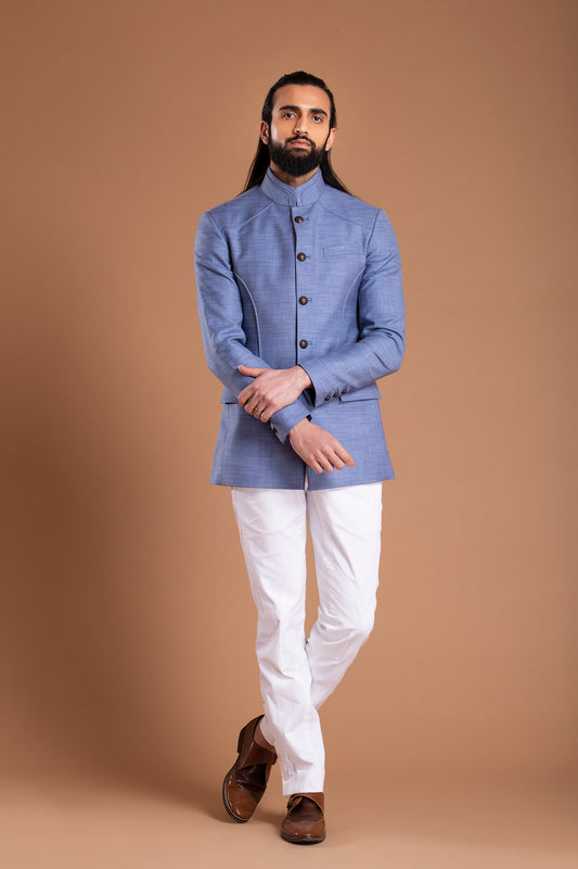Blue Textured Jodhpuri