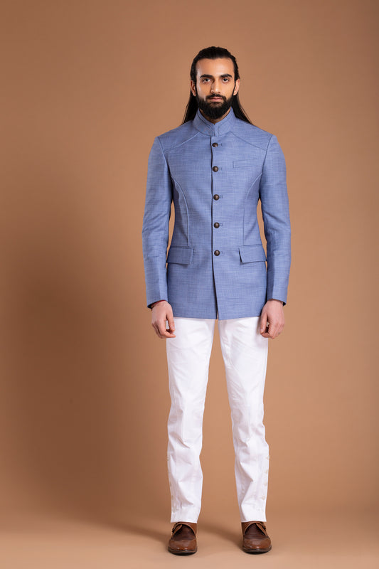 Blue Textured Jodhpuri