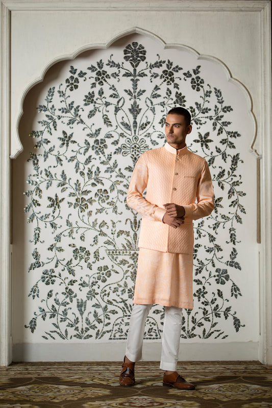 Peach Linen Silk Half Jacket